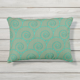 Coussin D'extérieur Vagues bleues sur Sage Green