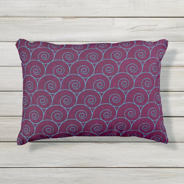 Coussin D'extérieur Vagues bleues sur violet (Devant)