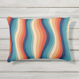 Coussin D'extérieur Vagues Rétro Colorées Vintage