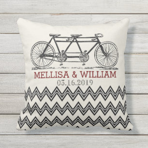 Coussin D'extérieur Vélo Tandem Rétro Zigzag Chevron Cadeau Mariage