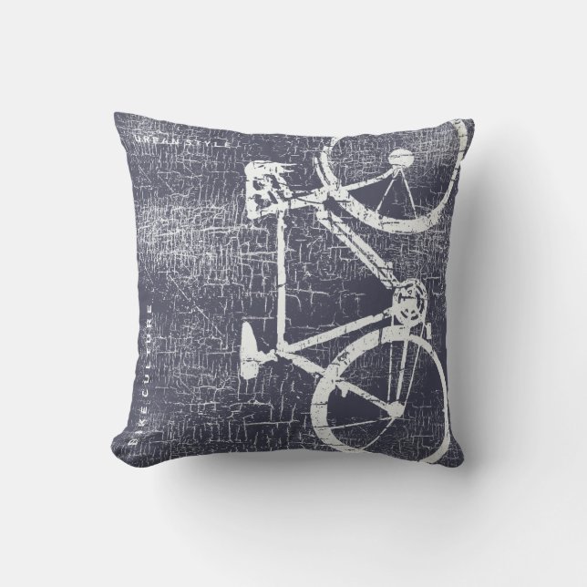 Coussin D'extérieur vélo urbain / Vélo sur bleu en détresse (Recto)