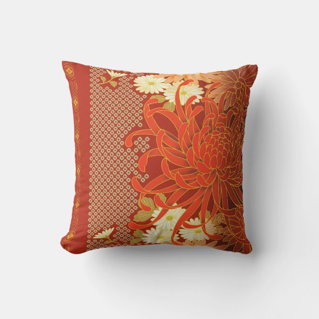 Coussin D'extérieur Vert blanc rouge de mamans florales japonaises (Recto)