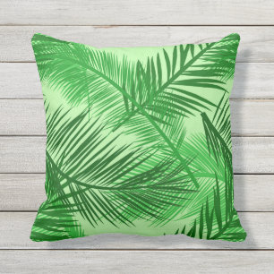 Coussin D'extérieur Vert de chaux en feuille de palmier d'impression,