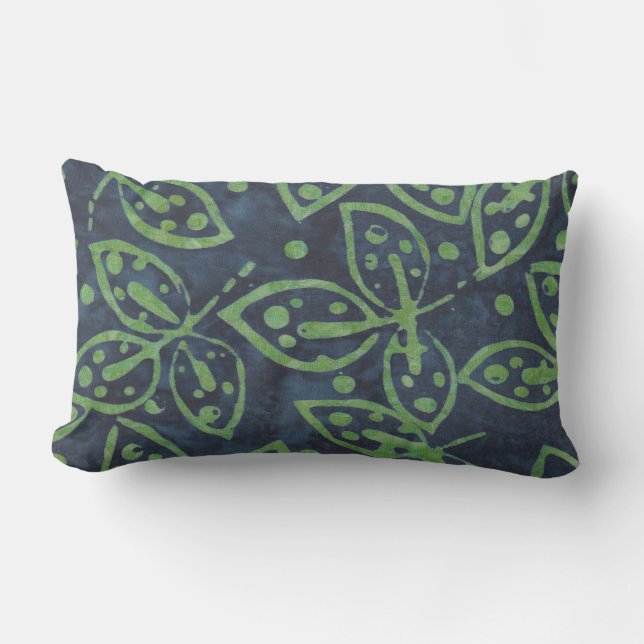 Coussin D'extérieur Vert de marine Feuillage Bohème Aspect Batik Extér (Recto)