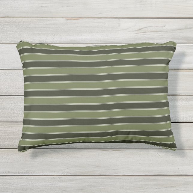 Coussin D'extérieur Vert mousse noir lignes horizontales rayure géomét (Devant)