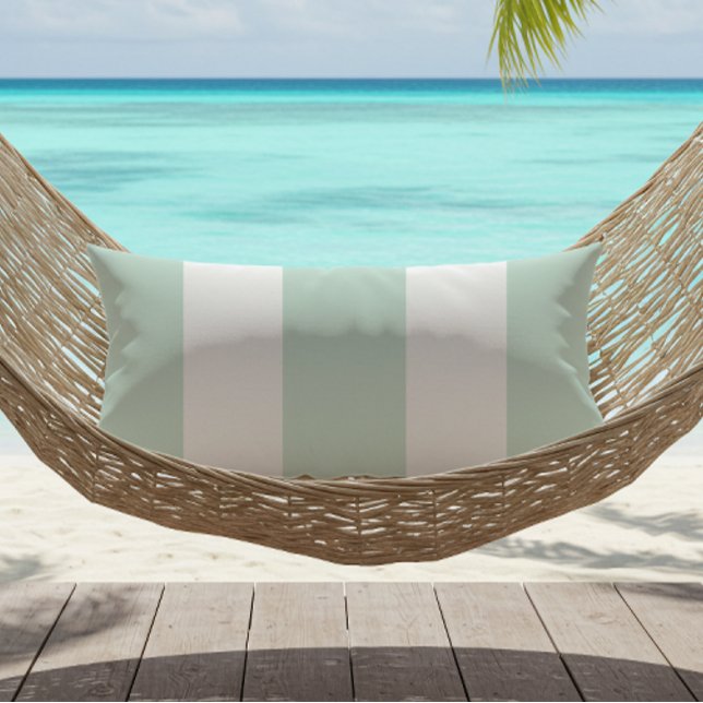 Coussin D'extérieur Vert safran et rayures de cabane blanches Extérieu (Créateur téléchargé)