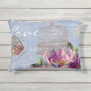 Coussin D'extérieur Victorian Love Thoughts Dreams Butterfly Bird Cage