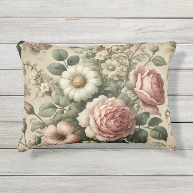 Coussin D'extérieur Vintage Floral Motif répétitif (Devant)