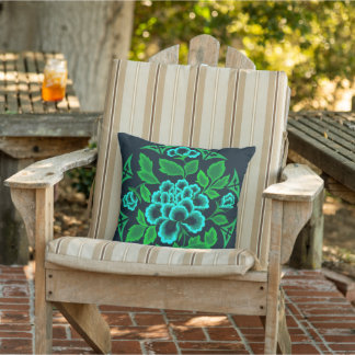 Coussin D'extérieur Vintage japonais Floral Vert Turquoise