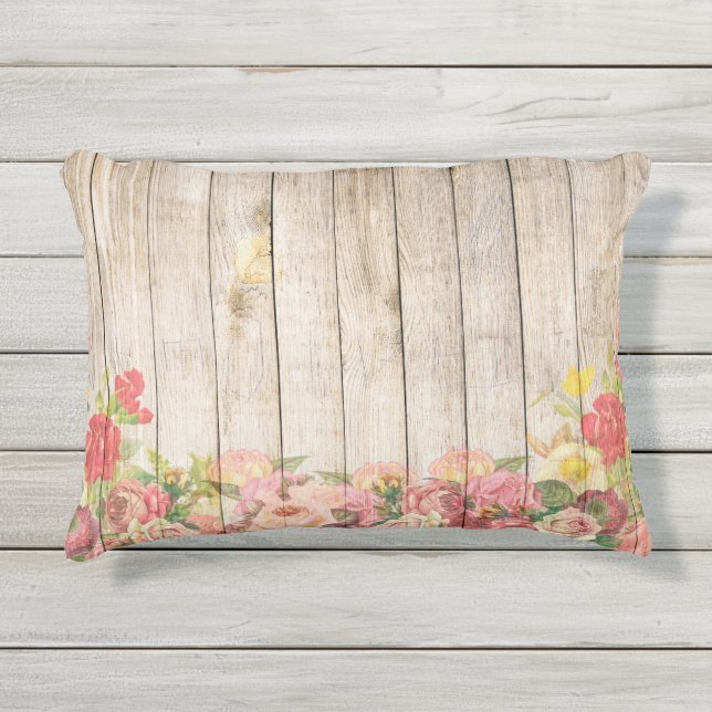 Coussin D'extérieur Vintage Russe Romantique Rose Bois (Devant)