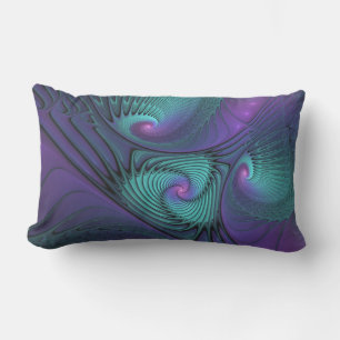Coussin D'extérieur Violet Rencontre Turquoise Art Fractal Abstrait Mo