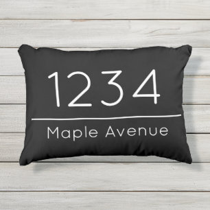 Coussin D'extérieur Votre adresse Black White House Numéro Nom de rue