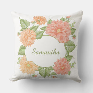 Coussin D'extérieur Votre nom dans un cadre de fleurs lance des oreill