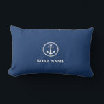 Coussin D'extérieur Votre nom de bateau Sea Ancre Blue<br><div class="desc">Votre nom de bateau Sea Ancre Blue Lumbar Coussin Cushion.</div>