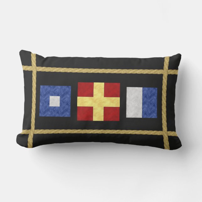 Coussin D'extérieur Watercolor Nautical Signal maritime Flag monogram (Recto)