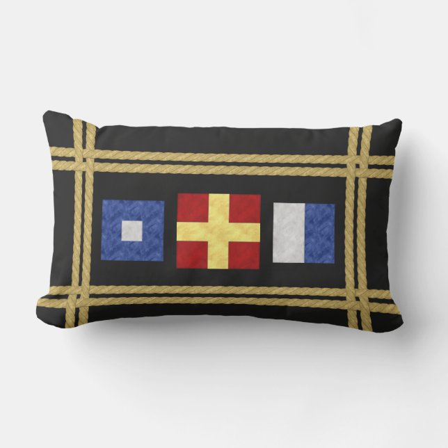 Coussin D'extérieur Watercolor Nautical Signal maritime Flag monogram (Recto)