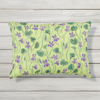 Coussin D'extérieur Watercolor violets on honey dew