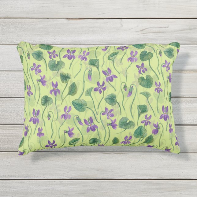 Coussin D'extérieur Watercolor violets on honey dew (Devant)