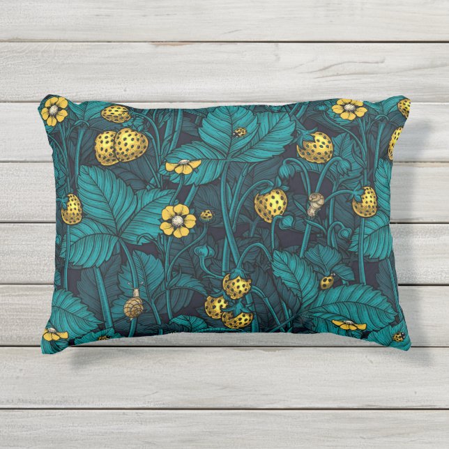 Coussin D'extérieur Wild strawberries, yellow and blue (Devant)
