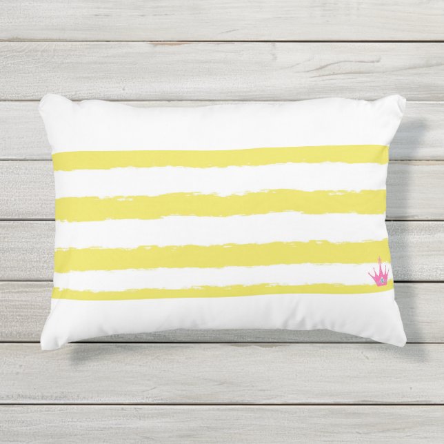 Coussin D'extérieur Yellow stripes and a pink crown Accent Pillow (Devant)