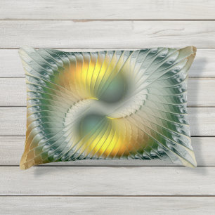 Coussin D'extérieur Yin Yang Vert Jaune Abstrait coloré Fractal