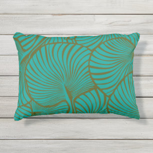 Coussin D'extérieur Zebra Fan Palm Hawaiian Tropical Jade Green