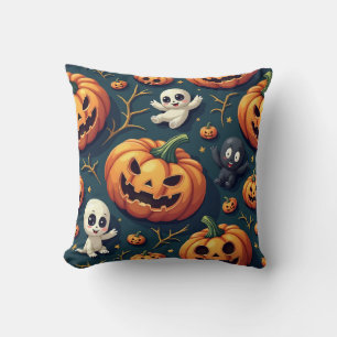 Coussin d'Halloween citrouille et fantôme mignon
