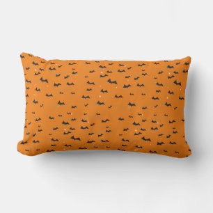 Coussin d'Halloween de chauve-souris orange