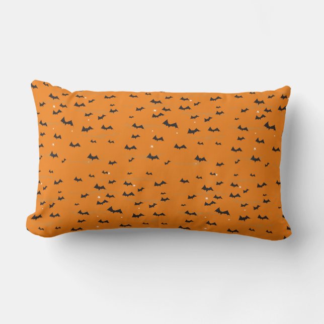 Coussin d'Halloween de chauve-souris orange (Recto)