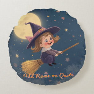 Coussin d'Halloween de sorcière ronde - Texte pers