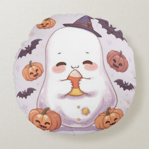 Coussin d'Halloween Fantôme rond - Décor Éffrayant