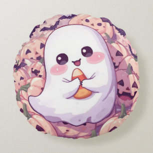 Coussin d'Halloween Fantôme rond - Décor Éffrayant