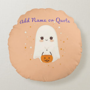 Coussin d'Halloween Fantôme Rond - Texte personnal
