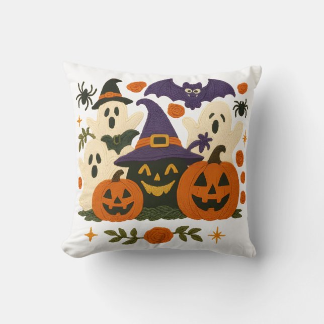 Coussin d'Halloween mignon - Fantômes adorables, C (Recto)