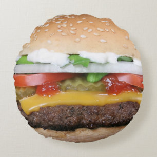 Coussin d'hamburger - coussin rond