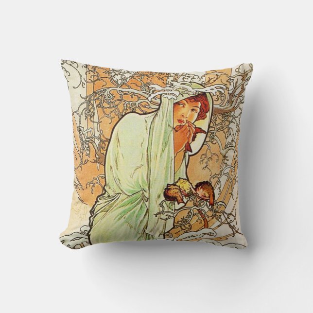 Coussin d'hiver d'Alpohnse Mucha (Recto)
