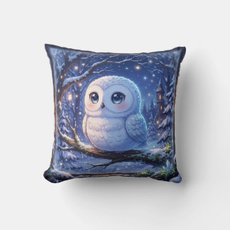 Coussin d'hiver de la chouette enneigée mignonne