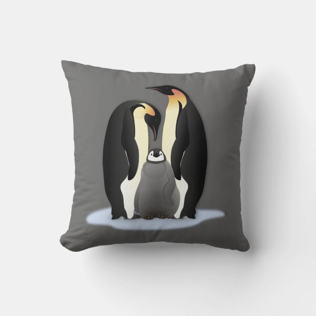 Coussin d'hiver de la famille Cute Penguin (Recto)