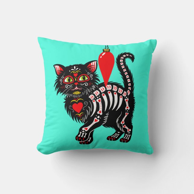 Coussin Dia De Los Christmas Kitty Cute (Recto)