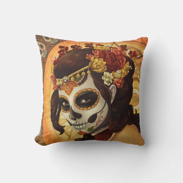 Coussin Dia De Los Muertos Throw Pillow (Recto)