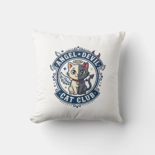 Coussin Diable Ange Chat Idée Cadeau pour Maman Chat - Dia