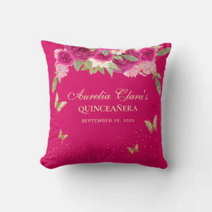 Coussin Diadème Papillon Fleur Rose Or Quinceanera