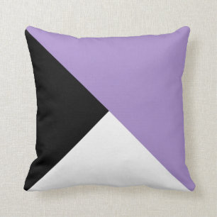 Coussin diagonal blanc noir lilas de bloc de
