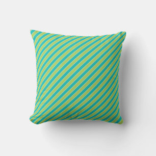 Coussin Diagonal Bleu et Vert Grille moderne