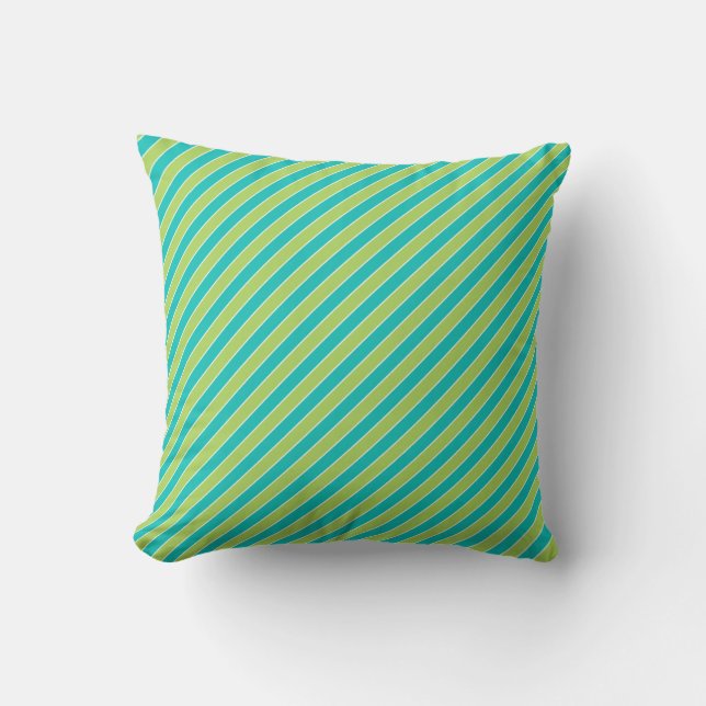 Coussin Diagonal Bleu et Vert Grille moderne (Recto)