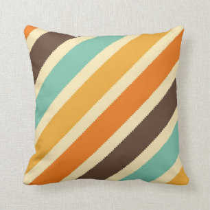 Coussin diagonal bleu jaune Brown de rayure