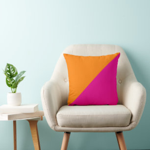 Coussin Diagonal Deux Tons Orange et Rose Chaud Bloc de Co