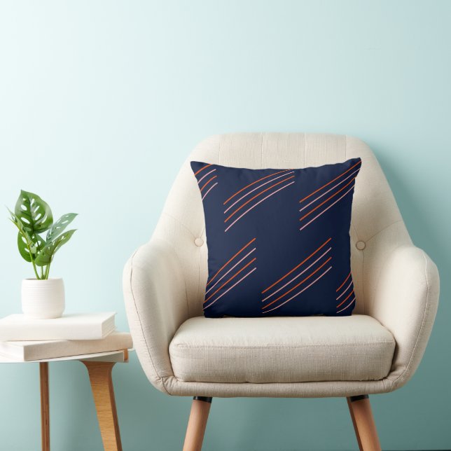 Coussin Diagonal Stripes Marine Rose (Chaise)
