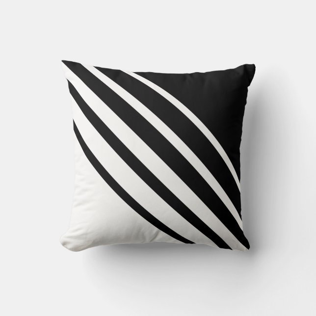 Coussin Diagonale Abstraite en noir et blanc (Recto)