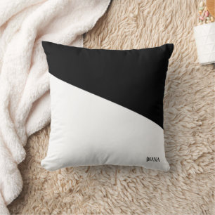 Coussin Diagonale abstraite en noir et blanc personnalisab